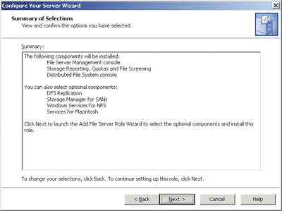 Figure 2 File Server Role Installed Services