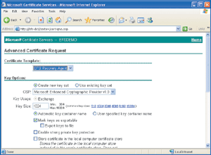 Figure 5 Requesting an EFS Recovery Agent Certificate