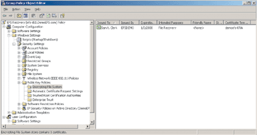 Figure 6 Assigning a Recovery Agent