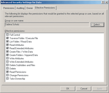 Figure 5 Effective Permissions for a Particular User