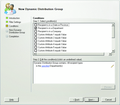 Figure 7 Using the Dynamic Distribution Group wizard to configure journaling rules
