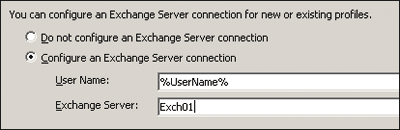 Figure 7 Configuring an Exchange Server connection