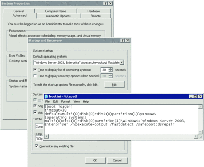 Figure 3 Setting boot options for DSRM