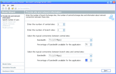 Figure 2 Configuring WAN topology and connection bandwidth