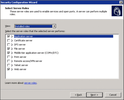 Figure 5 Select and view server roles