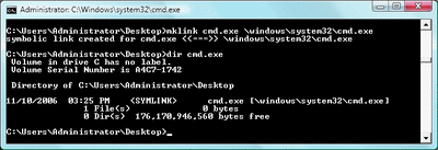 Figure 5 Using Mklink to Create a Symbolic Link
