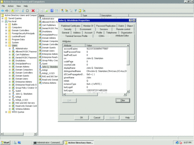 Figure 8 Attribute Editor in Active Directory Users and Computers