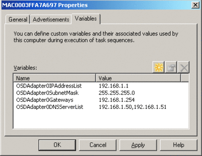 Figure 6 Using computer variables to set a static IP address
