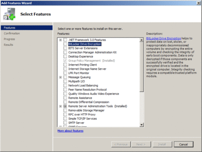 Figure 4 Selecting BitLocker in Server Manager