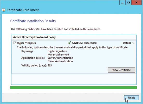 You’ll see when the certificate is successfully installed.