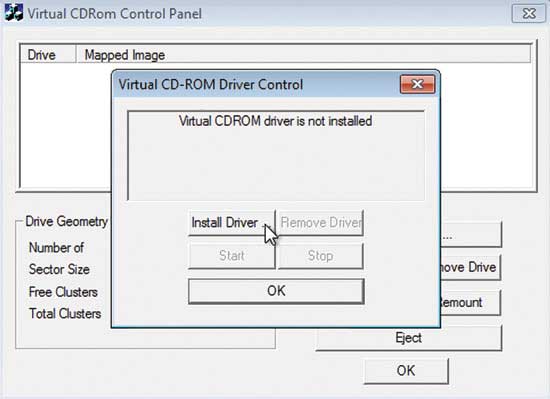 Install the Virtual CD-ROM driver.