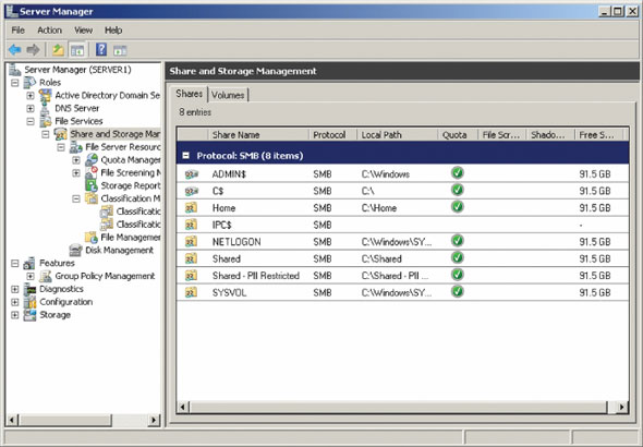 FSRM Share and Storage Management Console