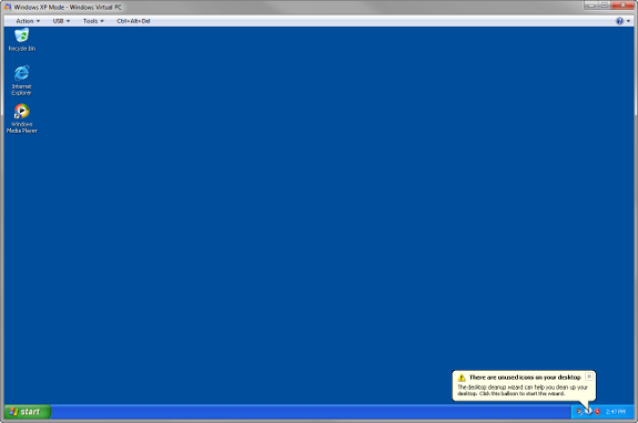 The Windows XP Guest OS, immediately after installation Fig. 2