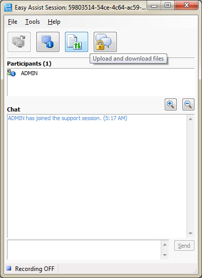 Fig 6 - The Administrators Remote Assistance Dialog