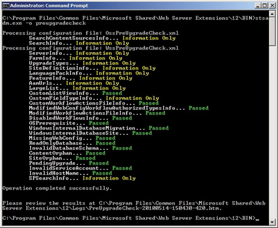 Figure 2  The Pre-Upgrade Checker tests your SharePoint deployment.