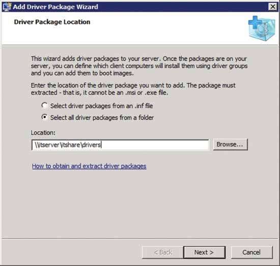 Add Driver Package Wizard