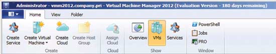 The updated ribbon interface in VMM 2012.M