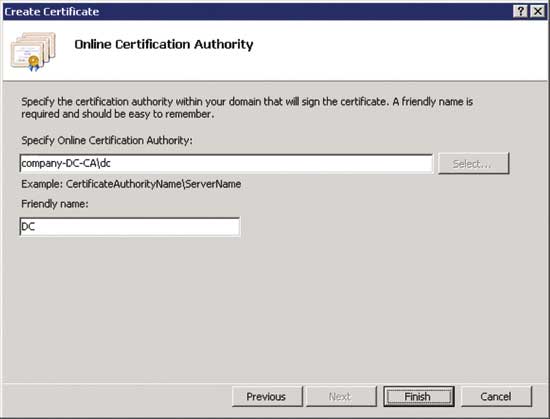 Specify an Online Certification Authority