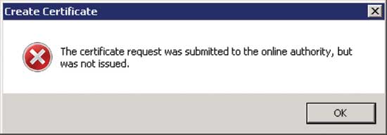 This message indicates a successful request, pending certificate issuance