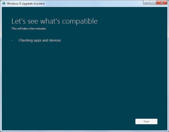 The Upgrade Assistant preview screen greets you as you start the scanning process