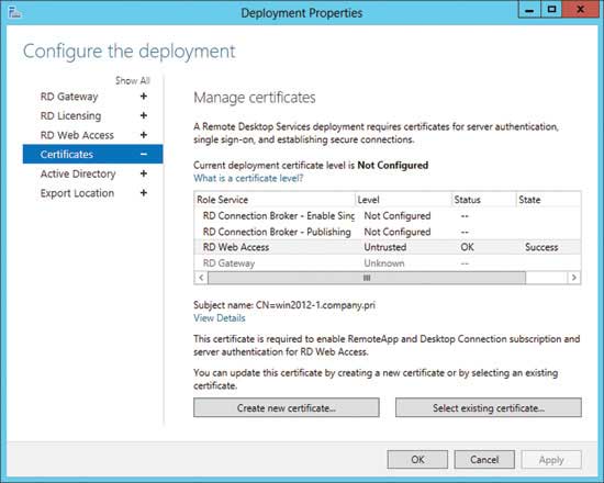 Configuring the deployment certificate level of your collection.