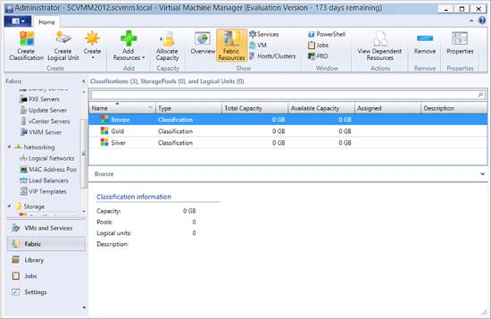 You can set up different storage quality levels, and use these classifications elsewhere in VMM 2012 SP1