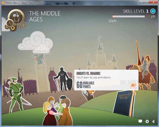 The Middle Ages part of Ribbon Hero 2 has you complete more-advanced tasks.