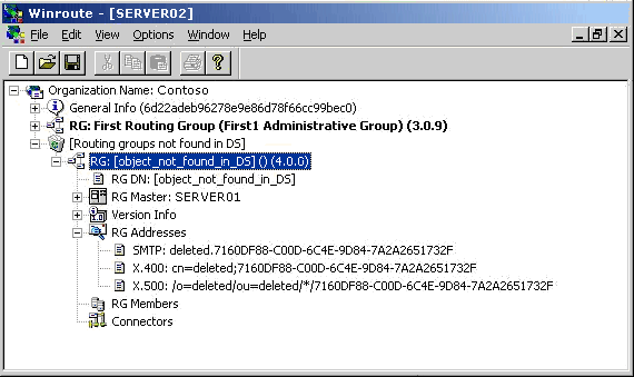 WinRoute with Routing Group: [object_not_found_in_