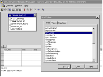Figure 6.9 Using the View Designer of Enterprise Manager