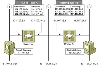 Figure 5-4  Example of static IPv4 routing entries