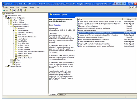 Figure 2. Group Policy Object Editor for Local Group Policy