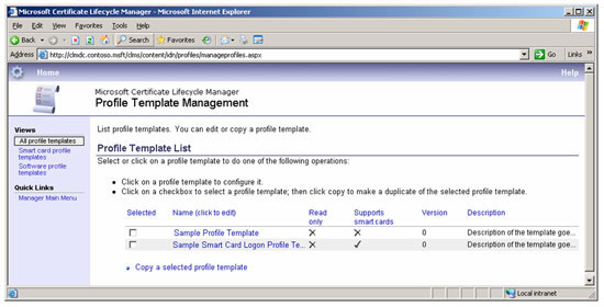Figure 1. Copying an existing profile template