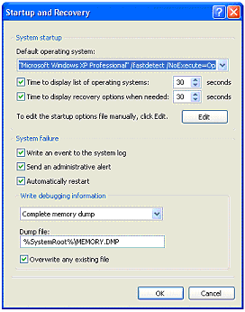 Figure 8   Startup and Recovery settings