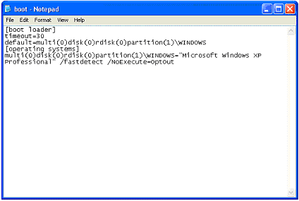 Figure 9   Boot.ini file in Notepad