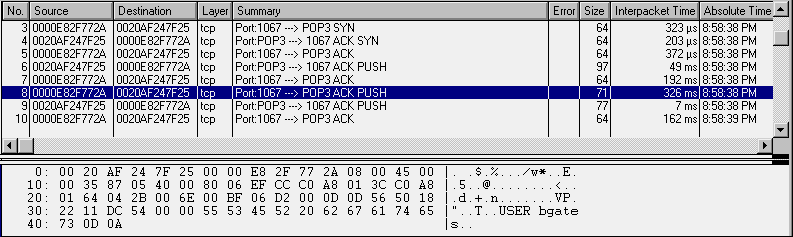 Figure 9.1: A packet decode of an authentication session initializing
