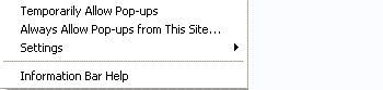 Figure 3   Information Bar menu when a pop-up is blocked