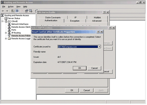 Smart Card or other Certificate Properties