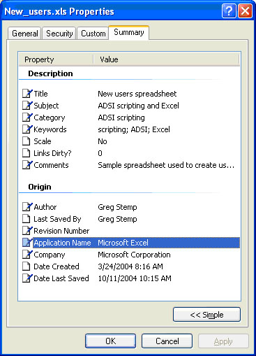 Summary Properties