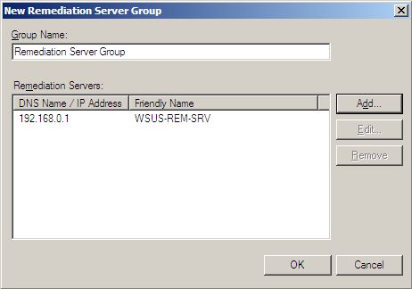 New Remediation Server Group
