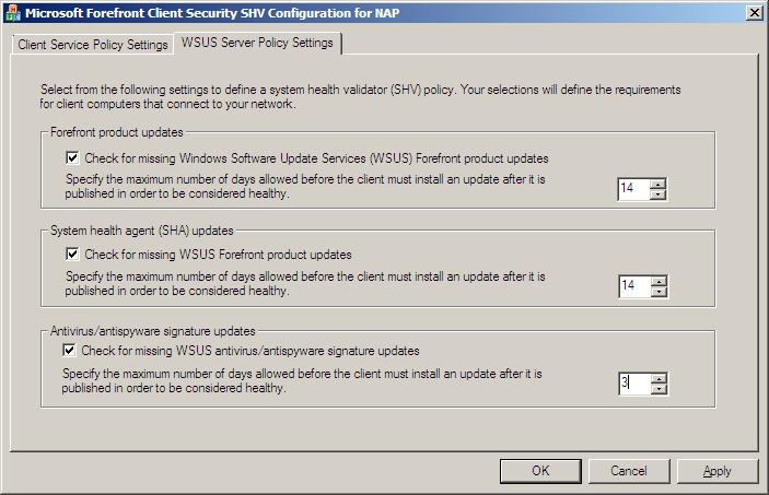 Recommended WSUS Server Policy settings