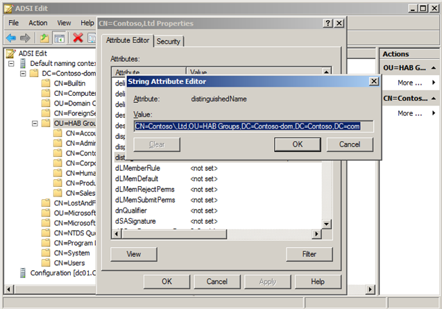 Screenshot of viewing distinguishedName.
