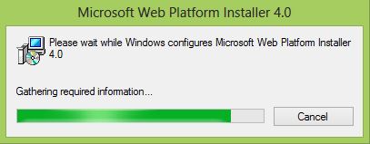 Screenshot of the Web Platform Installer installation status.