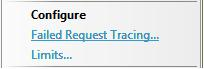 Screenshot that shows Failed Request Tracing under Configure.