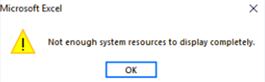Screenshot of the error message, showing not enough system resources to display completely.