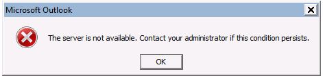 Screenshot of the Outlook program error.