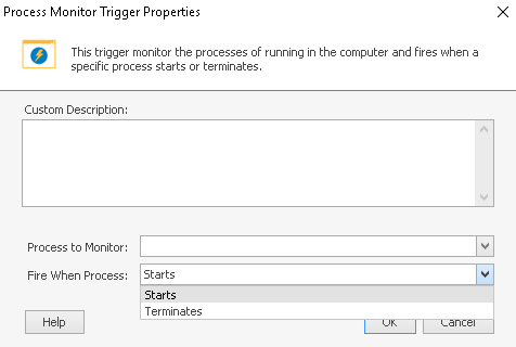 WinAutomation Console process monitor trigger | Microsoft Learn