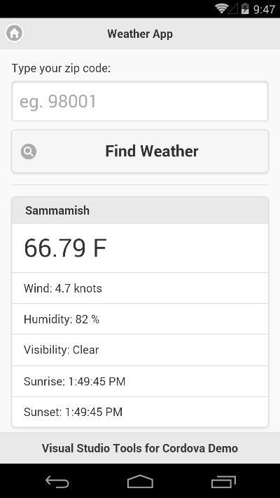 Sample Weather App for Android