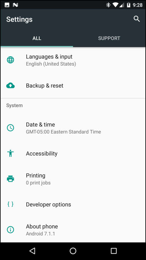 Android Device: Settings