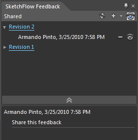 Blend workspace / SketchFlow Shared Feedback panel
