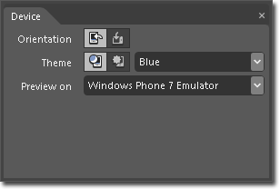 Expression Blend for Windows Phone Device panel